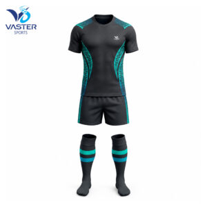 Rugby team uniform with jersey and shorts and custom team colors