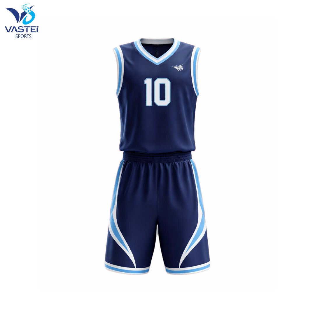 Sublimated basketball uniform with vibrant colors and full team design set
