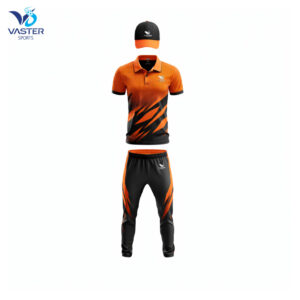 Custom cricket uniform with jersey and trousers and team logo design