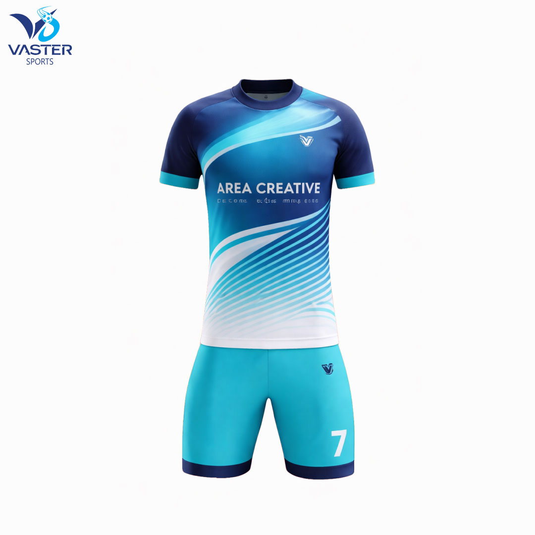 Custom football uniform with team logo and breathable performance fabric