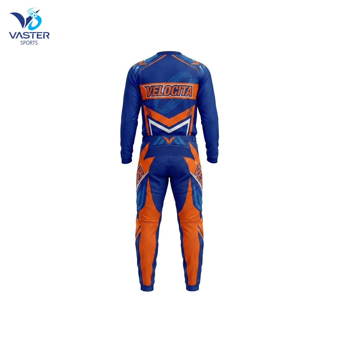 Back view of MudRage motocross uniform with rider name and number customization