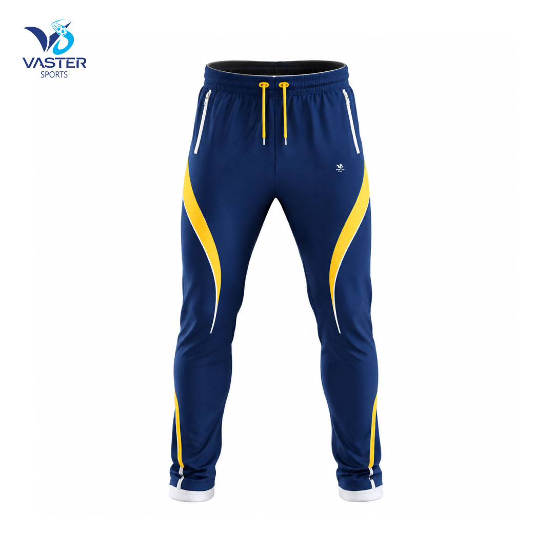 Custom cricket trousers with breathable fabric and team logo design