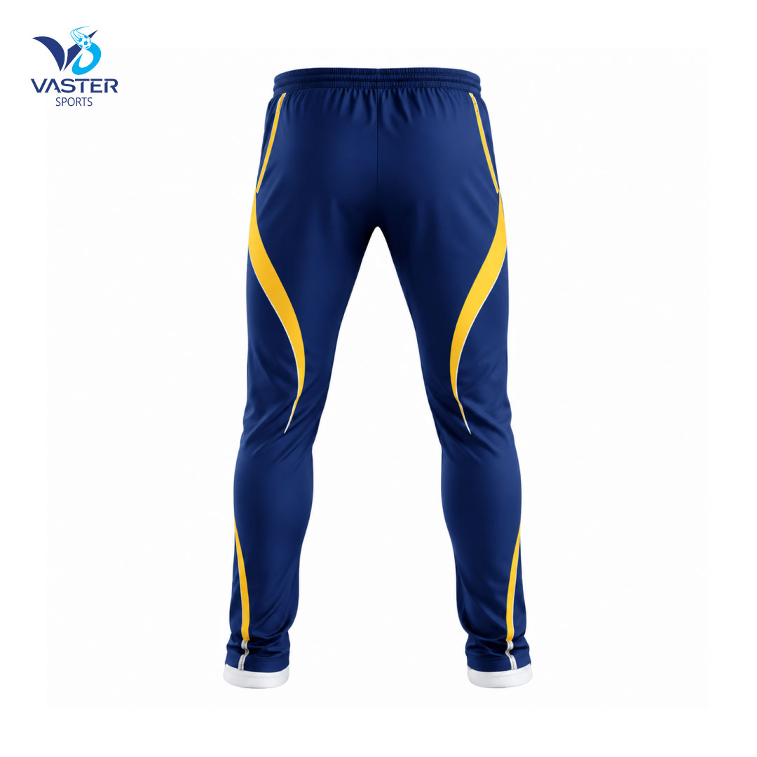 Custom cricket trousers with breathable fabric and team logo design