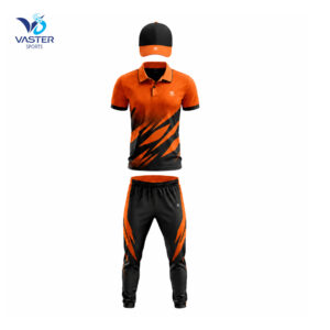 Custom cricket uniform with jersey and trousers and team logo design