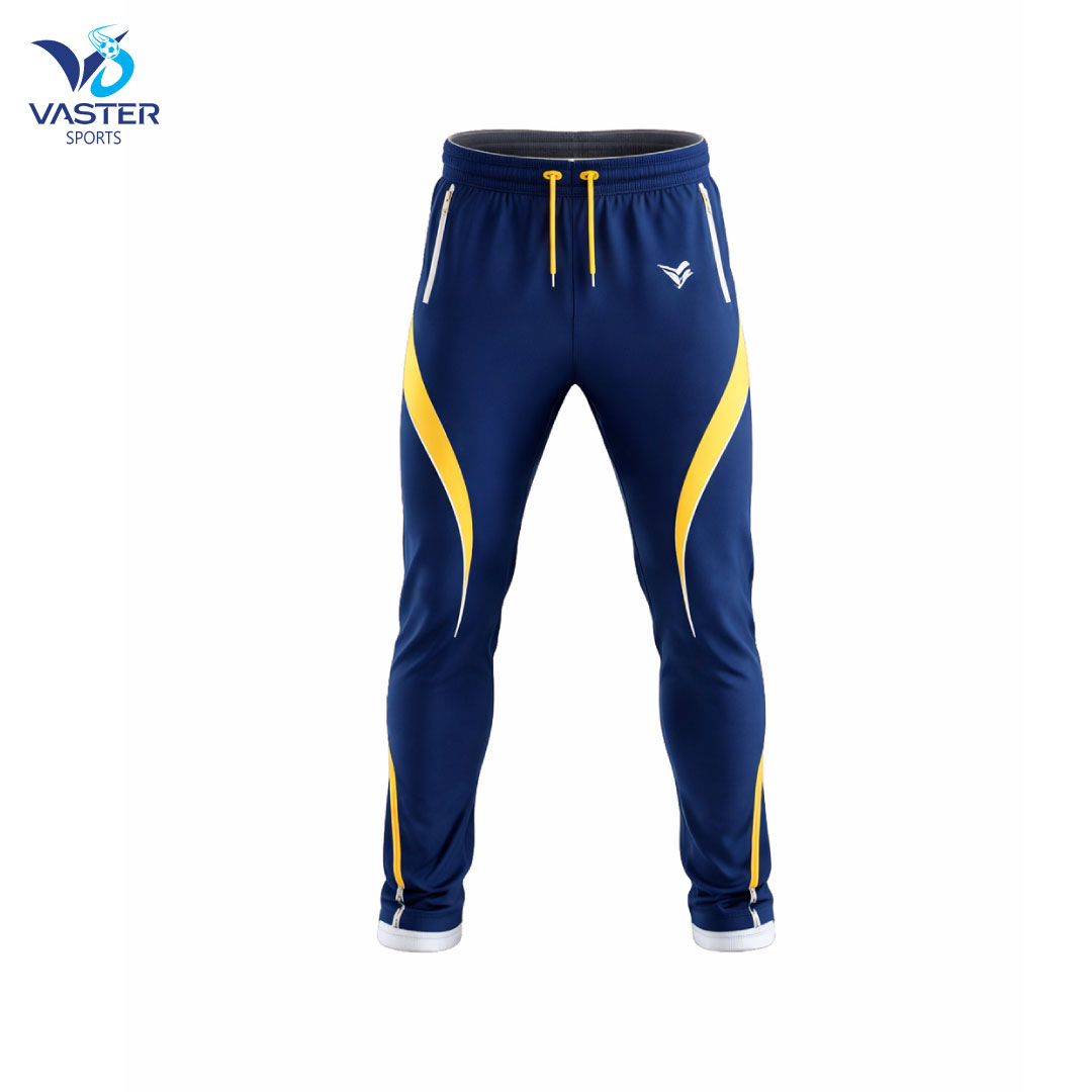 Custom cricket trousers with breathable fabric and team logo design