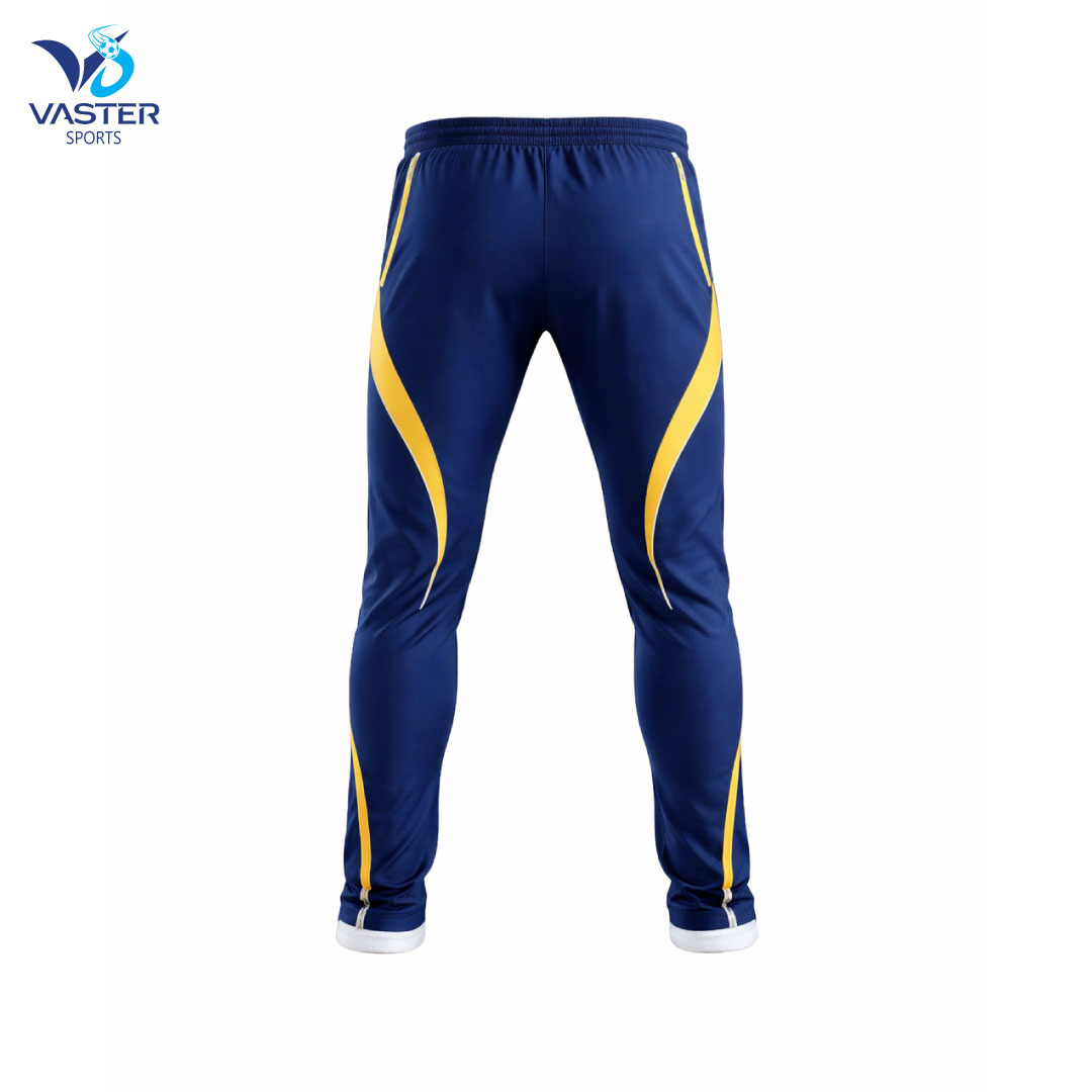 Back view of custom cricket trousers showing player number and team branding